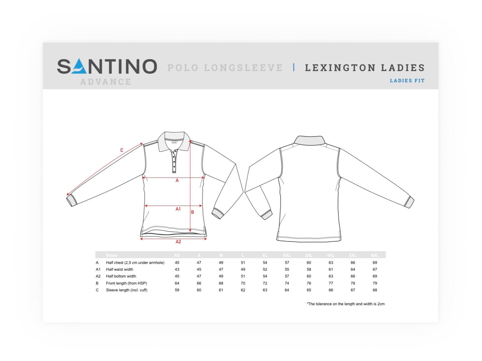 maattabel polo longsleeve ladies